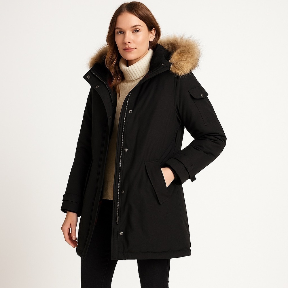 Pendleton Women’s Down Jacket Black Small Hooded Parka